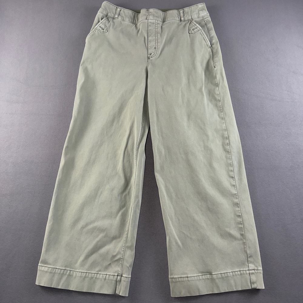 Spanx Crop Wide Leg Pants Sage Green Olive High Rise Stretch 20312R XL